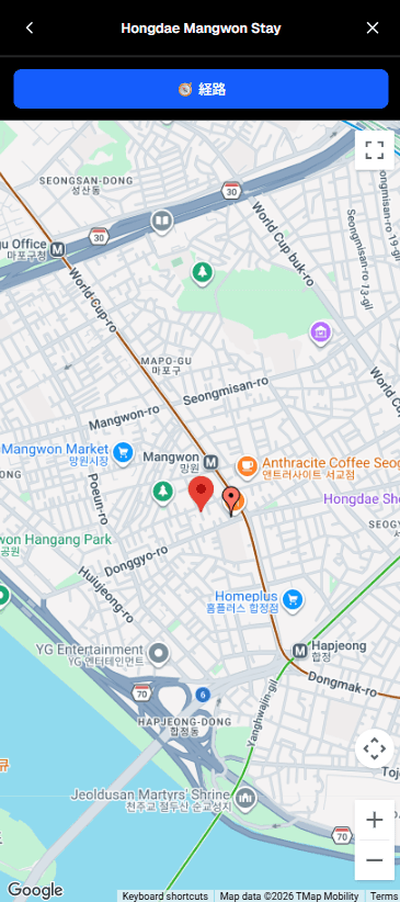 Directions from the stay to the place